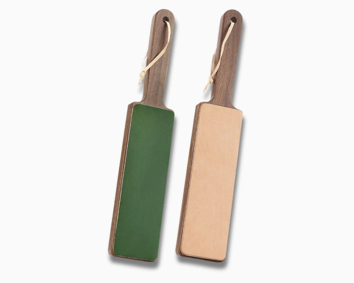 Cuir à rasoir en noyer et cuir de vache