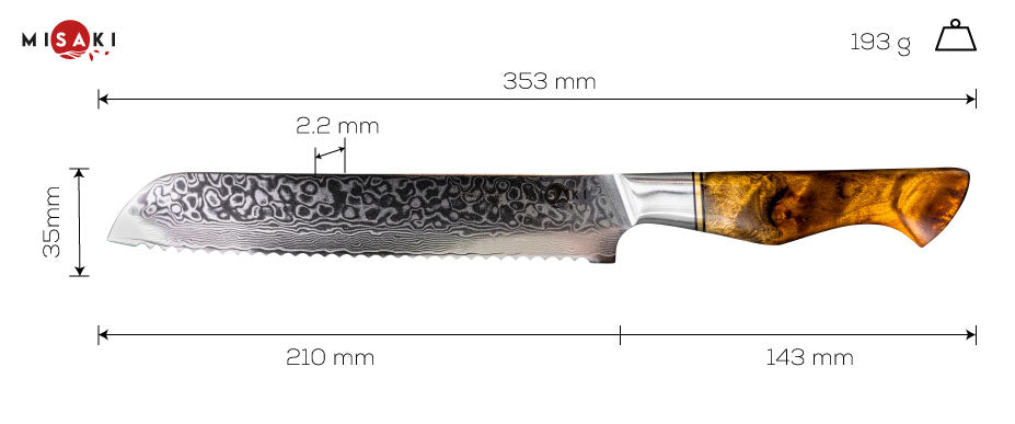 MISAKI HIKARI Brotmesser mit hellem Bergahorn-Griff